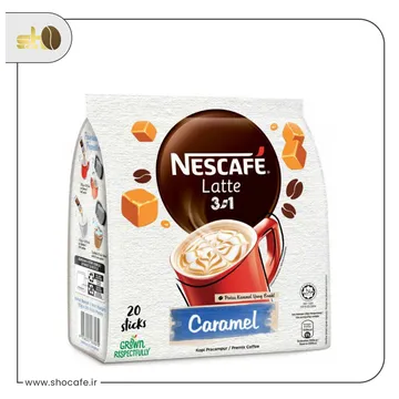 بسته قهوه فوری نسکافه لاته طعم Caramel-یک بسته 20عددی